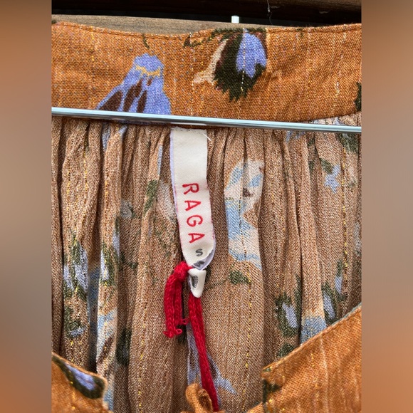 NWT RAGA Morning Glories Floral long sleeve blouse, brown / multi, size Small - Picture 7 of 11